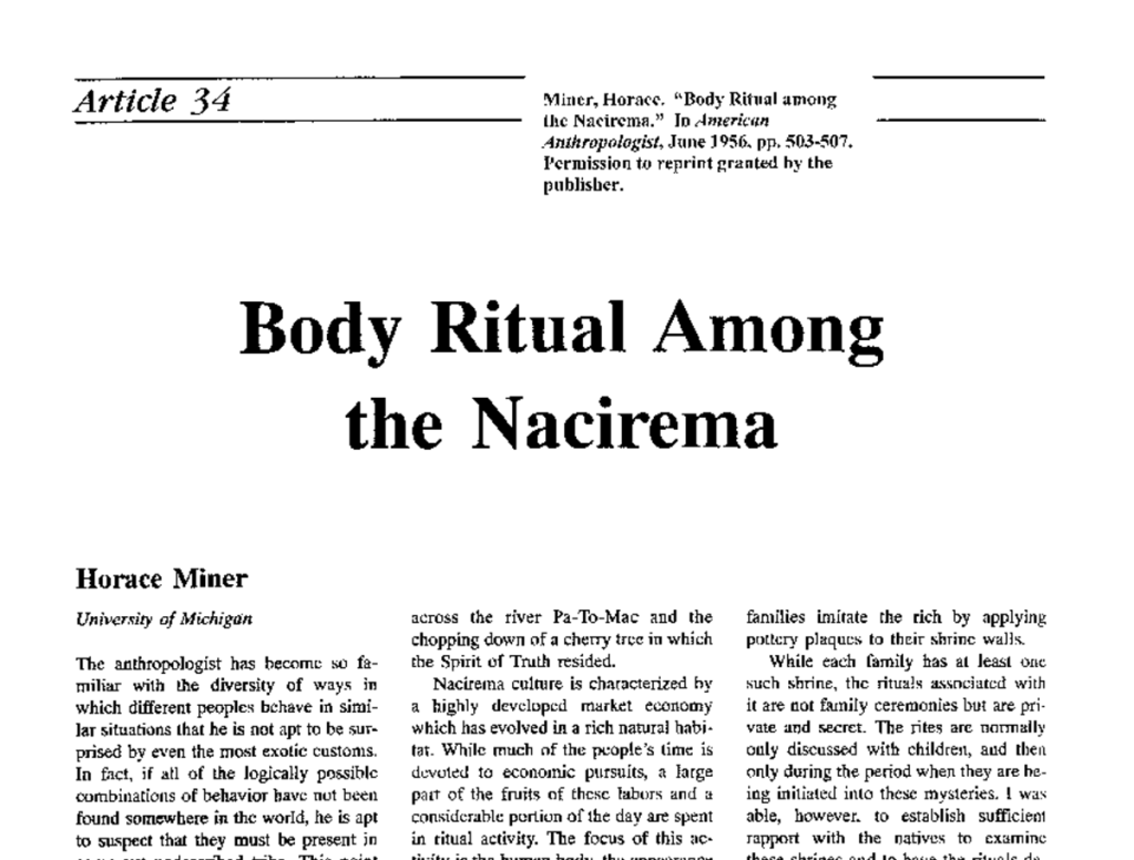 Case Study of the&nbsp;Nacirema